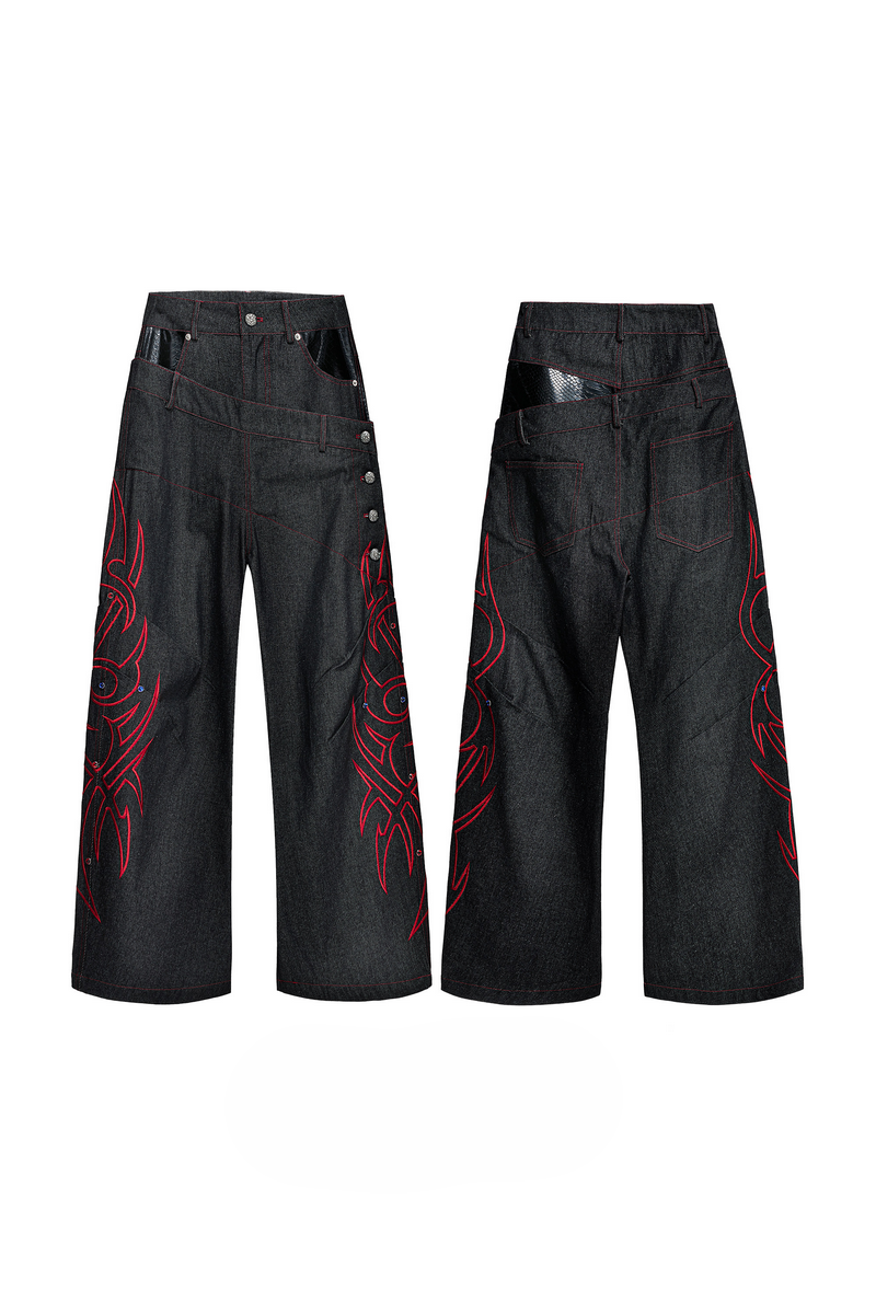 Double Waist Rhinestone Jeans