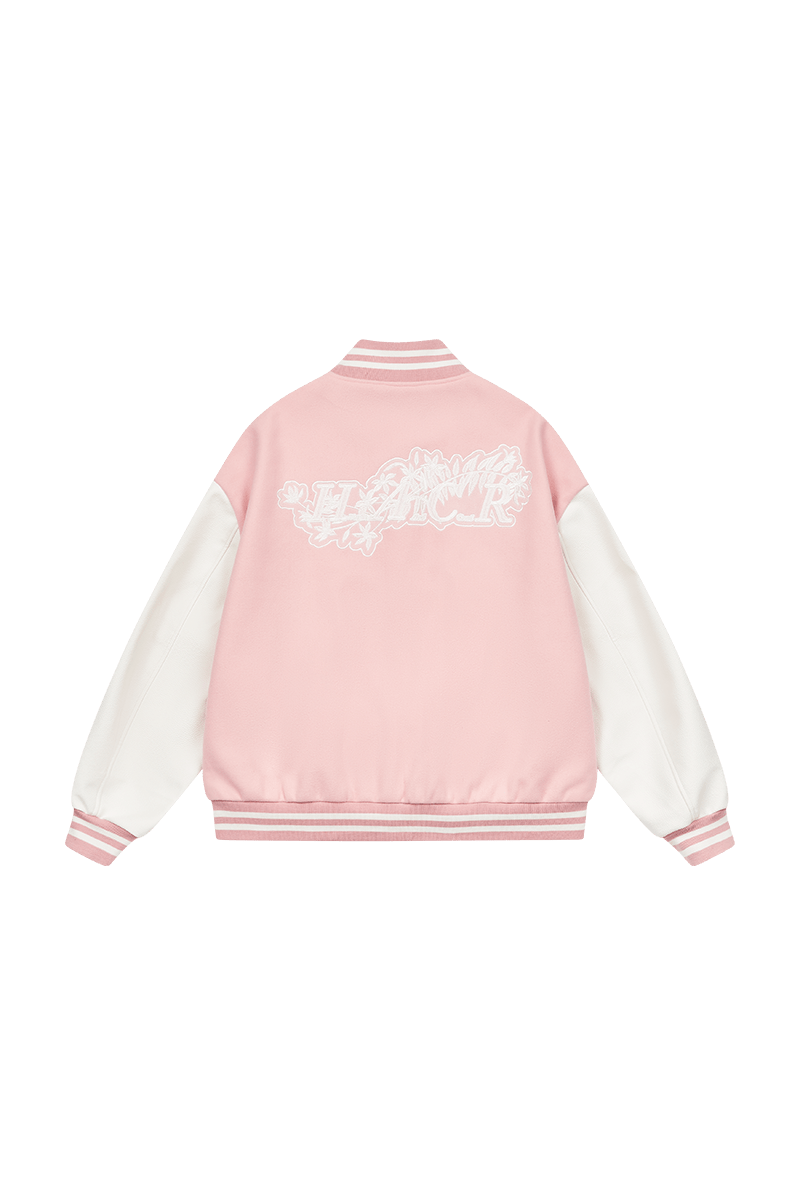 White Lace Floral Embroidered Baseball Jacket