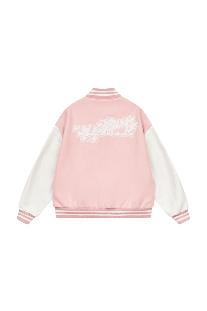 White Lace Floral Embroidered Baseball Jacket