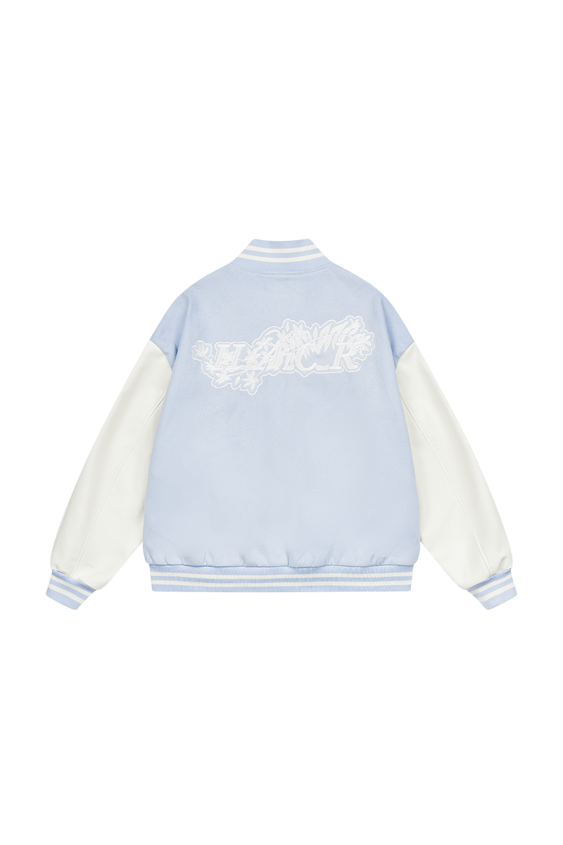 White Lace Floral Embroidered Baseball Jacket