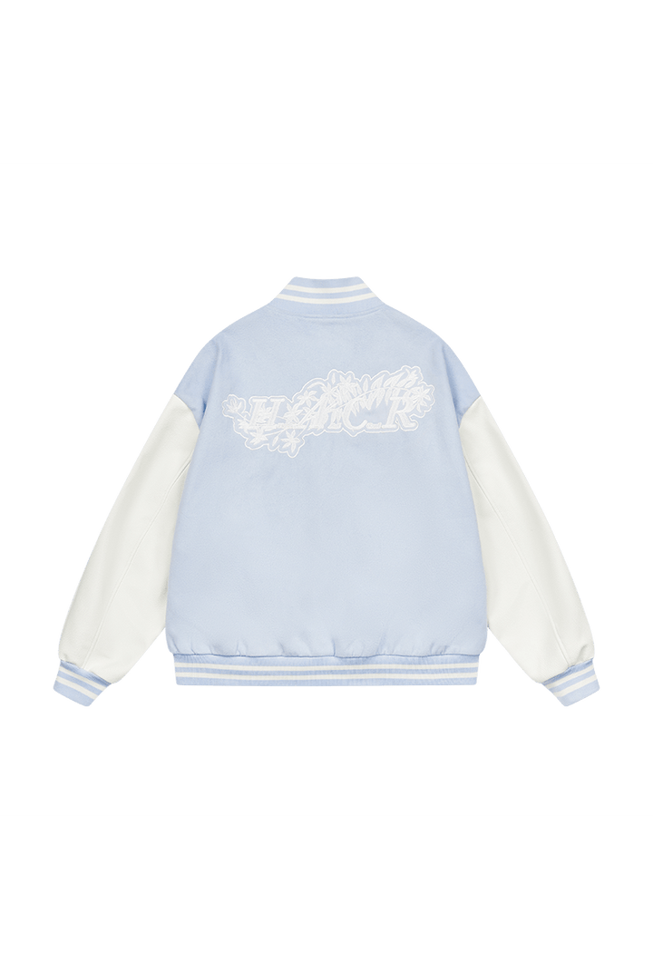 White Lace Floral Embroidered Baseball Jacket