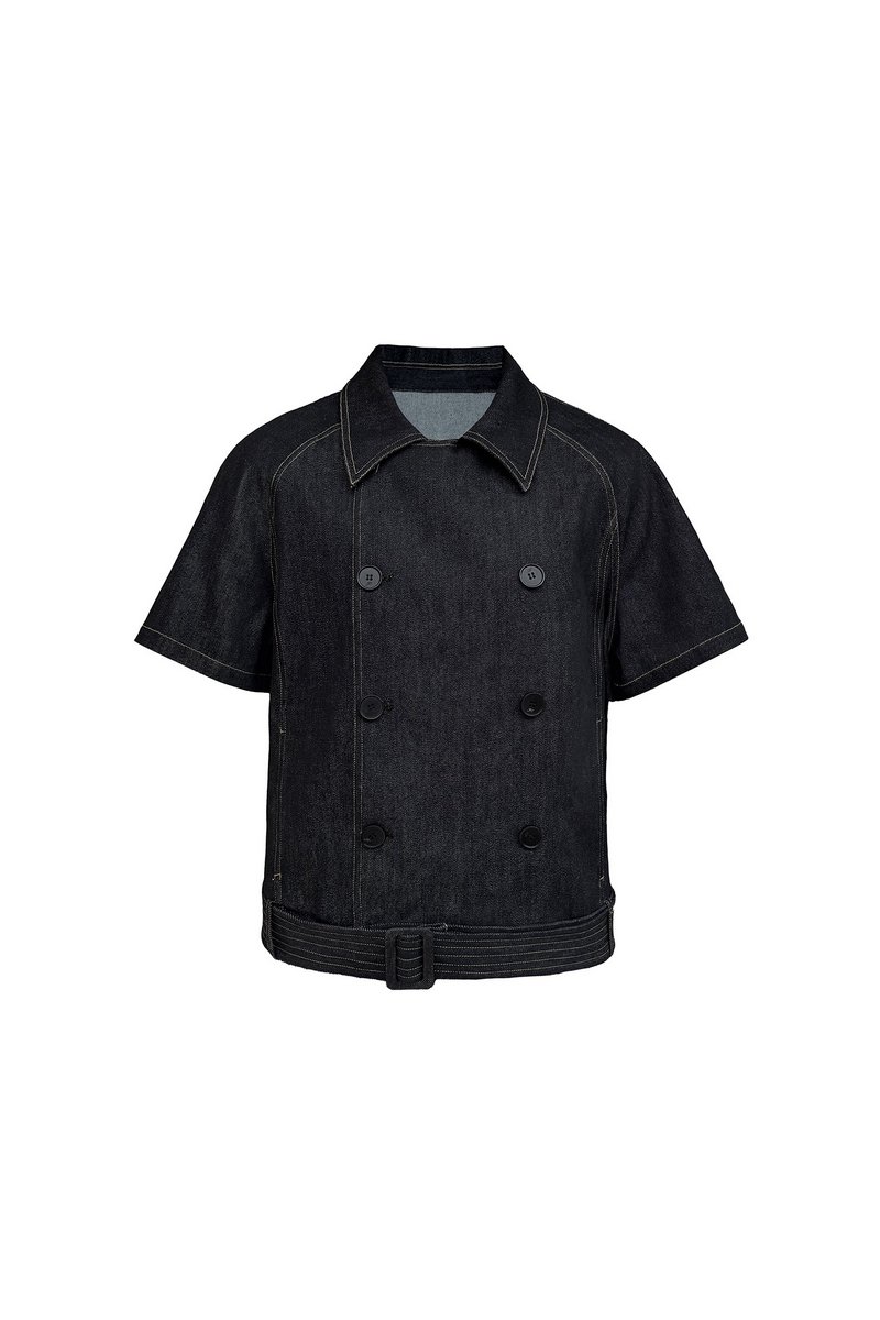 Double Breasted Raw Denim Shirt