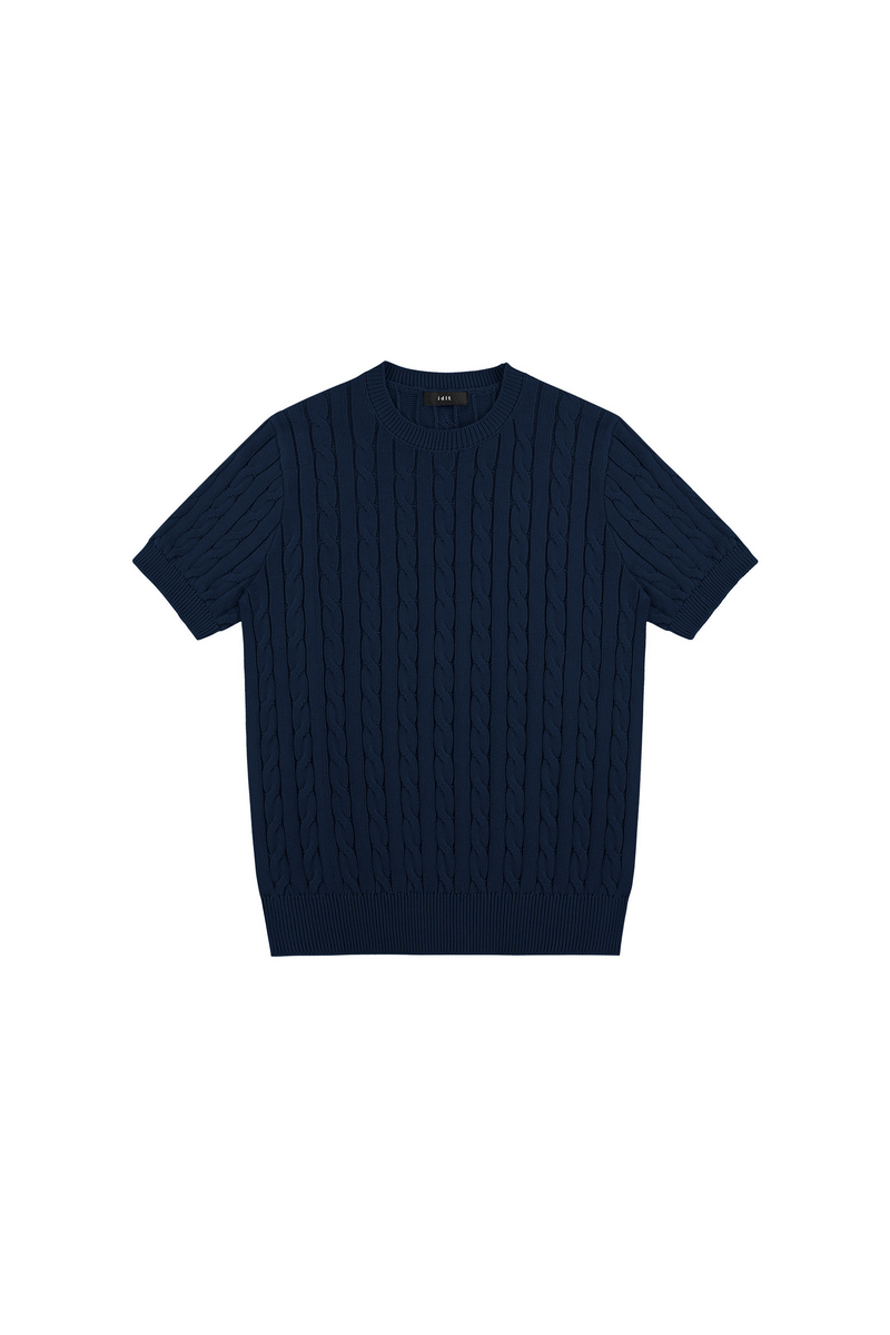 Cable Knit Crewneck T-Shirt