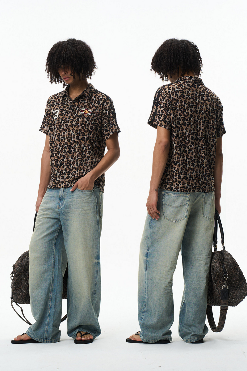 Washed Whisker Straight Jeans