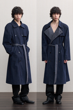 Plaid Corduroy Trench Coat