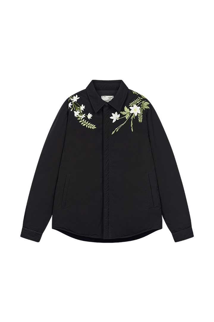 Minimalist Floral Embroidered Down Shirt