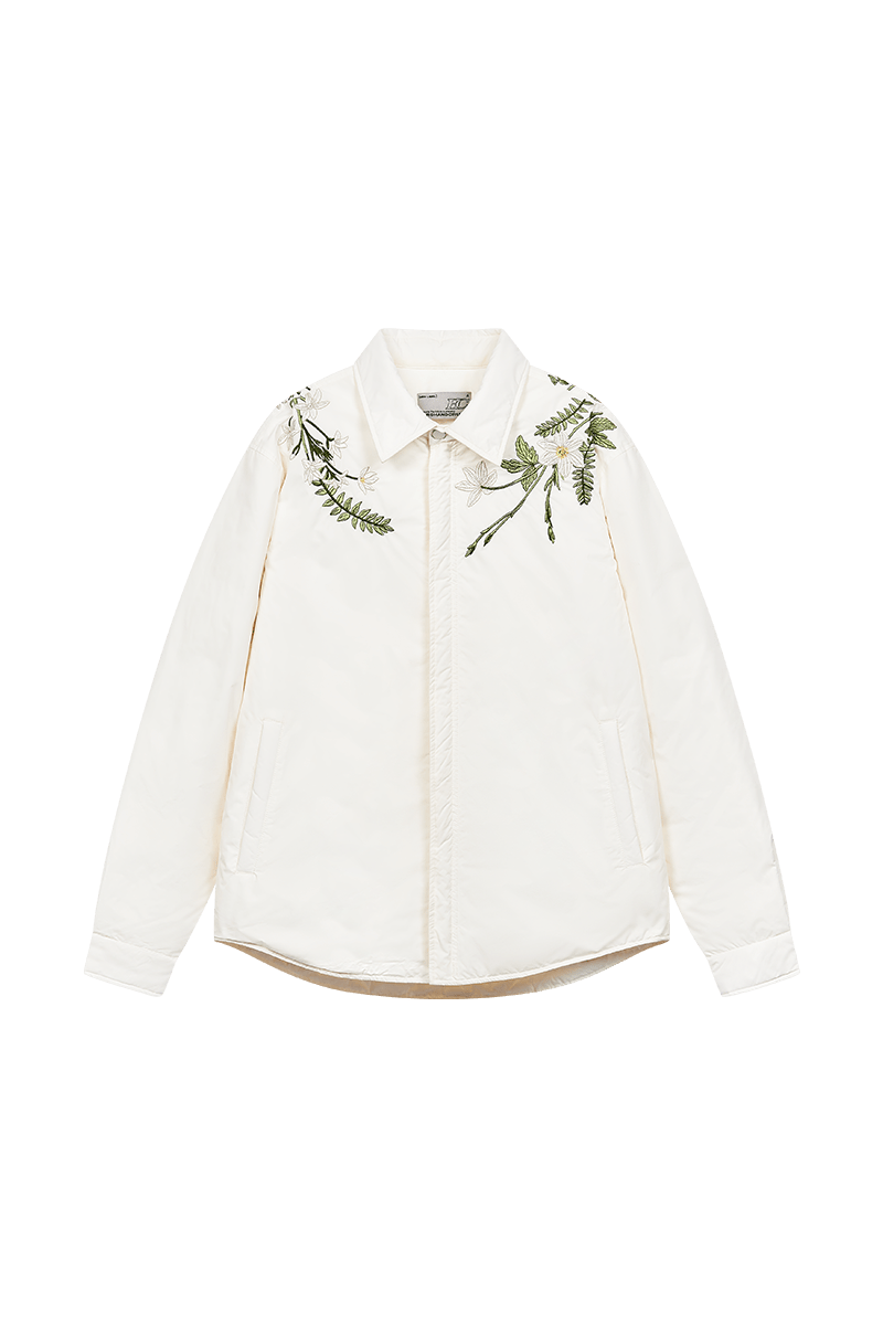 Minimalist Floral Embroidered Down Shirt