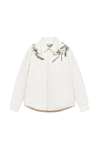Minimalist Floral Embroidered Down Shirt