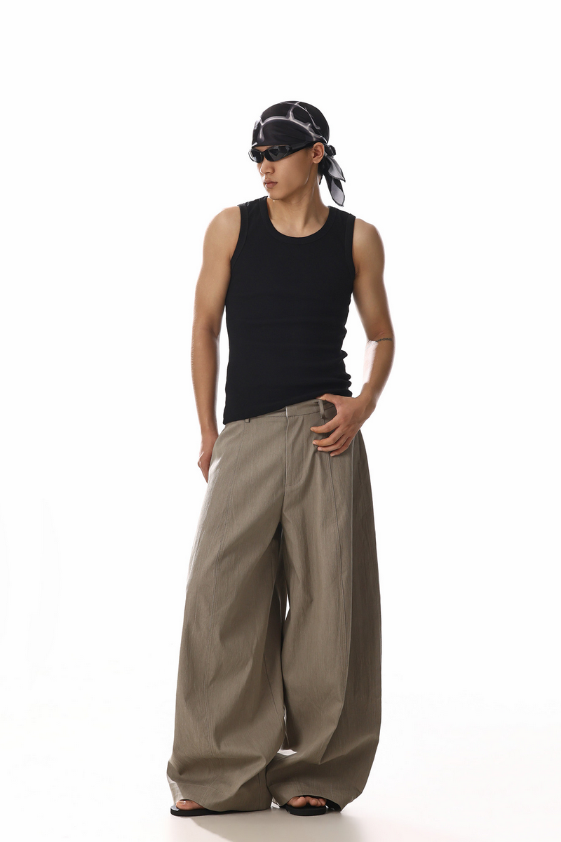 Draped Barrel Leg Pants