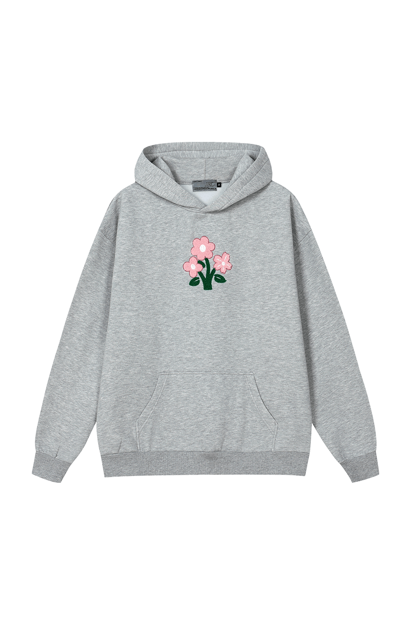 Floral Knit Hooded Pullover Sweater