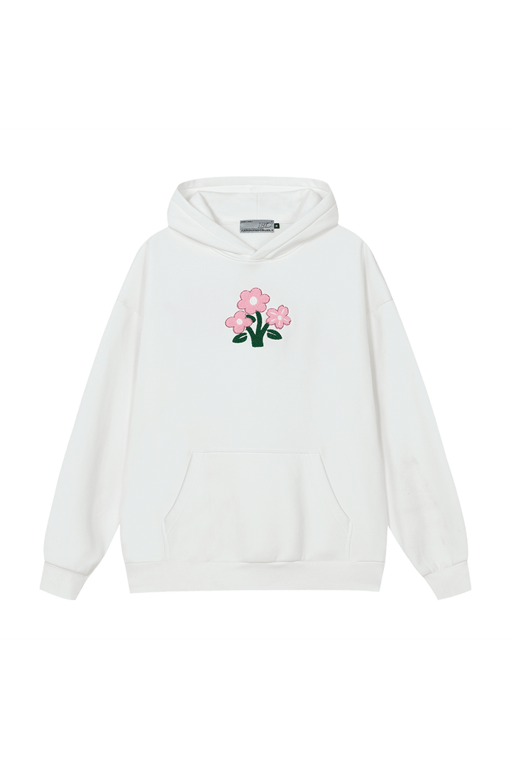 Floral Knit Hooded Pullover Sweater