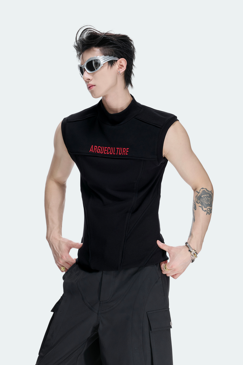 Ribbed Embroidered Tank Top