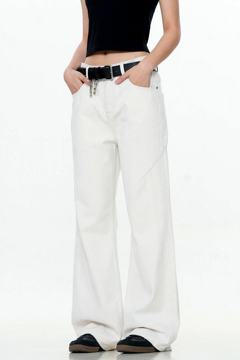 White Straight-Leg Jeans