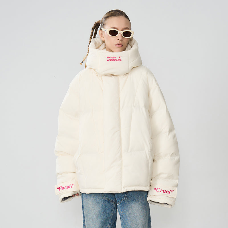 Embroidered Logo Loose Sleeves Down Jacket - EU Only