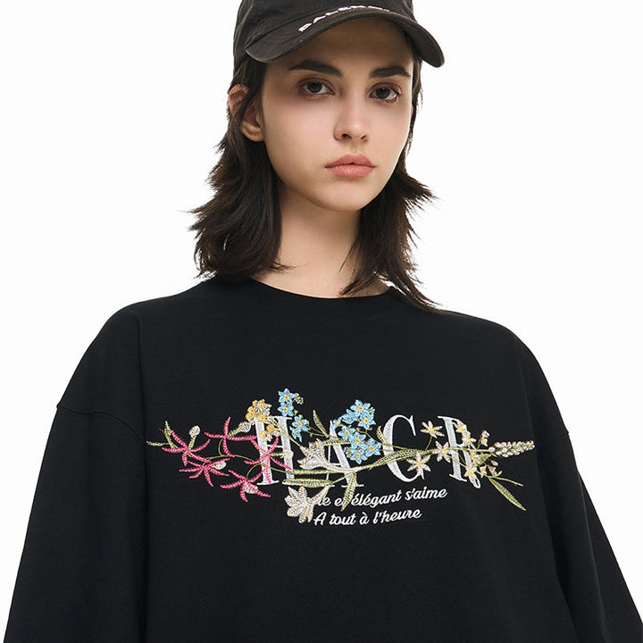 Floral Wrap Embroidered Tee