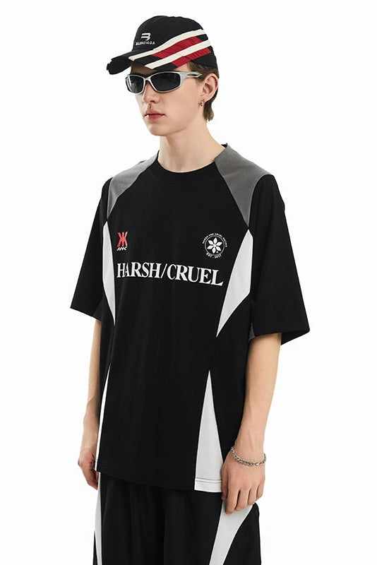 Contrast Patchwork Racing Tee