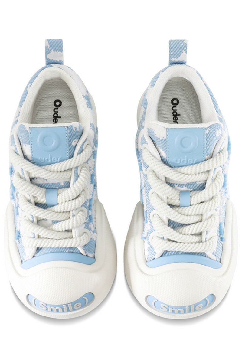 Sky Blue Canvas Chunky Sneakers