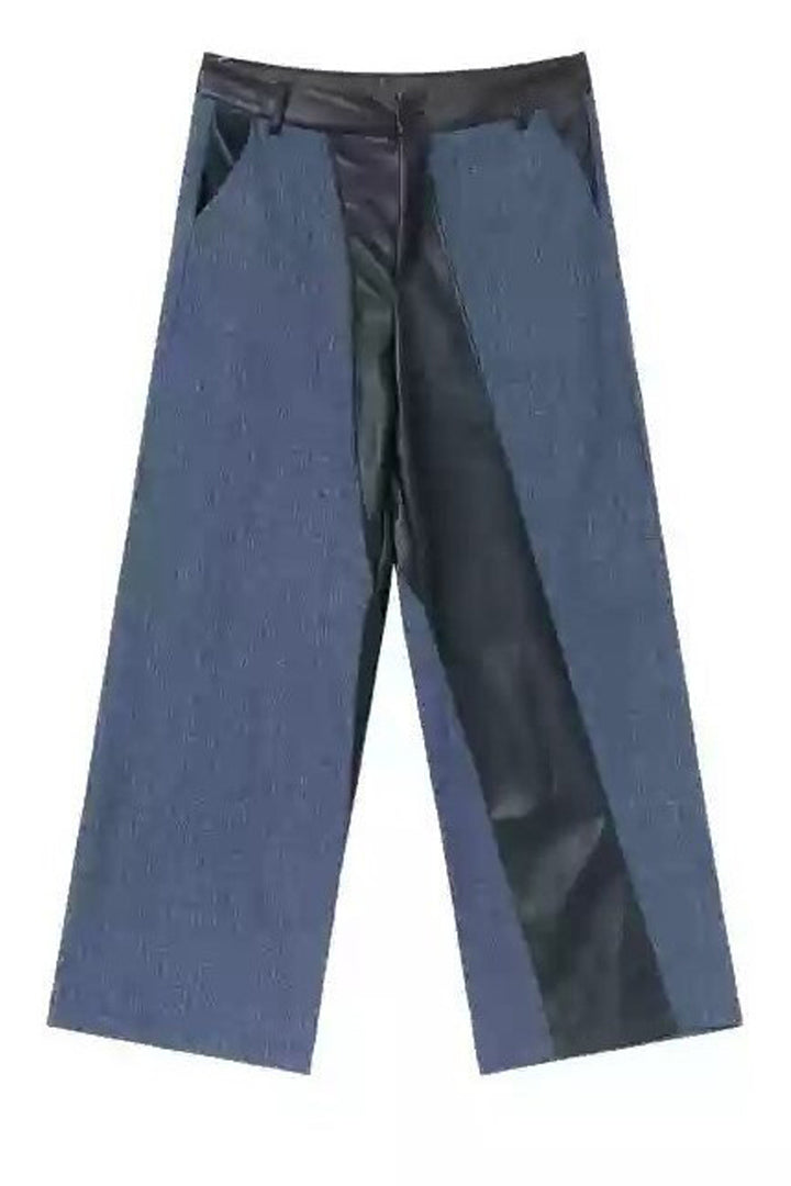 Colorblock Wide Leg Jeans