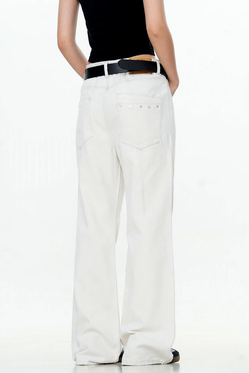 White Straight-Leg Jeans