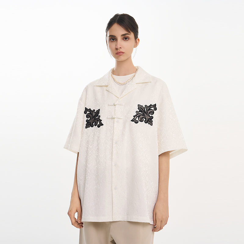 Colorblock Scout Embroidery Knots Shirt