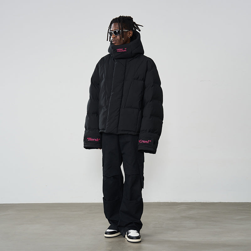 Embroidered Logo Loose Sleeves Down Jacket - EU Only