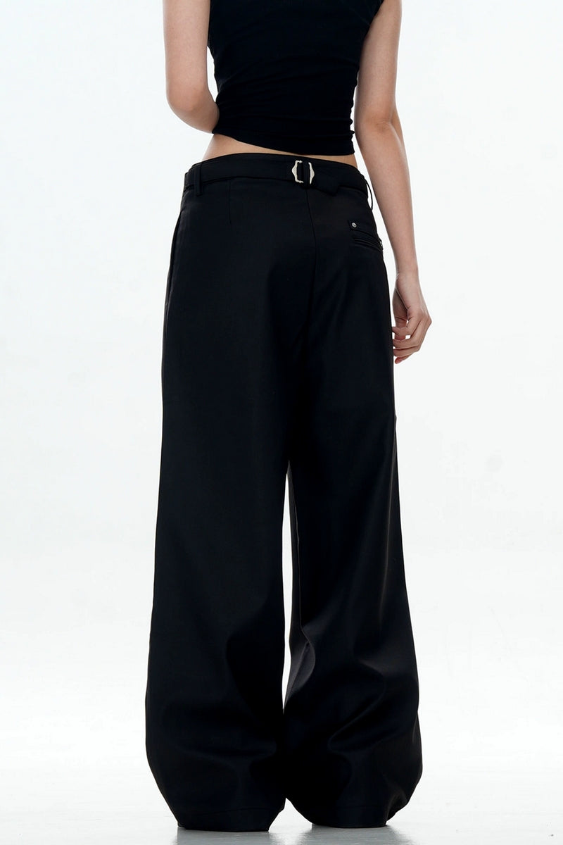 Pleated Rivet Relaxed Dress Trousers