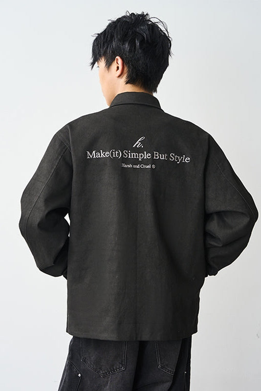Embroidered Lapel Collar Jacket