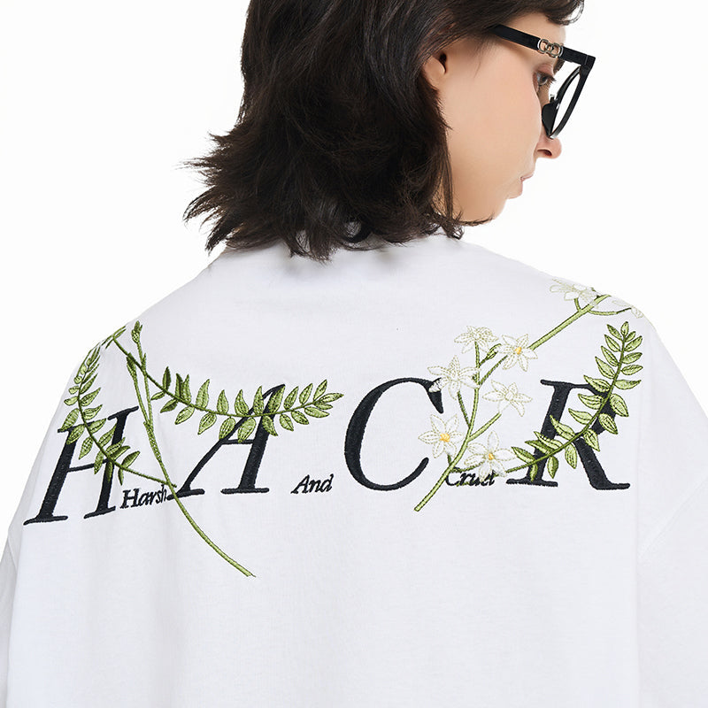 Floral Collar Embroidery Logo Tee