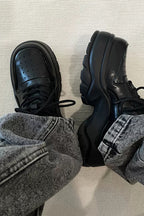 Retro Leather Platform Derby Shoes