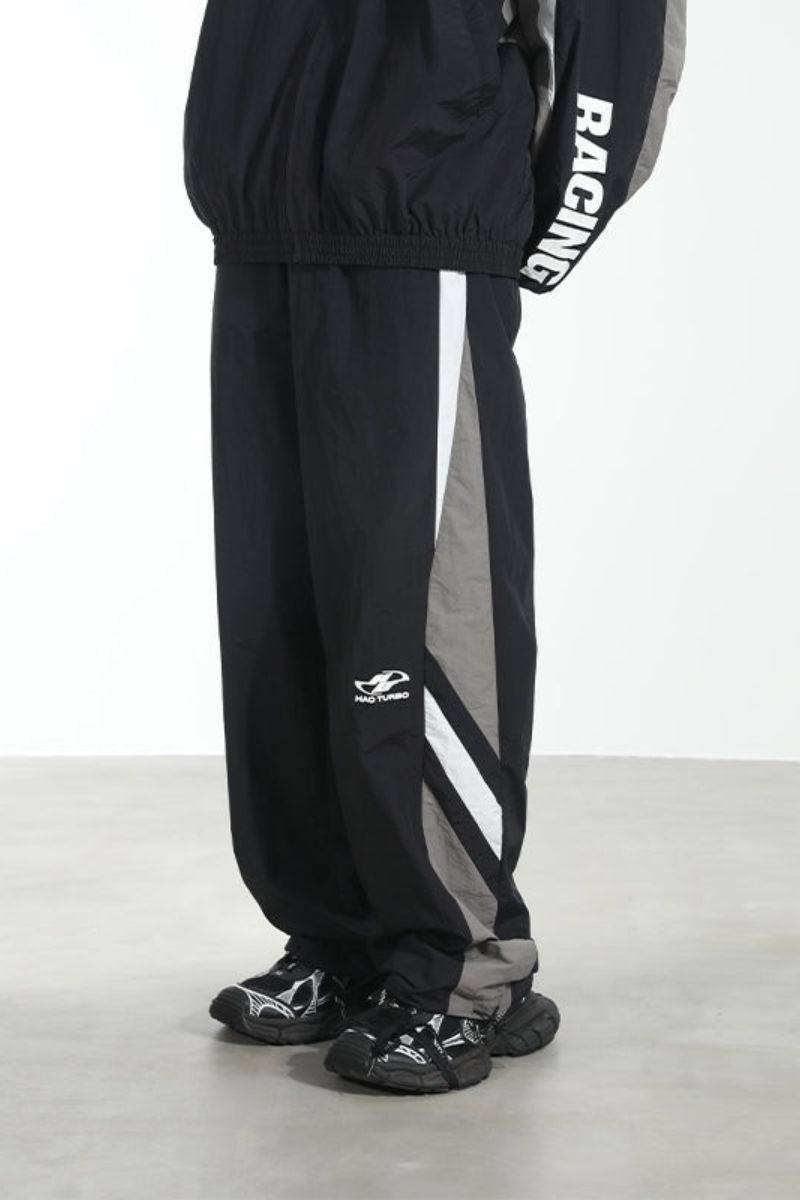 Contrast Stitched Adjustable Racing Trousers