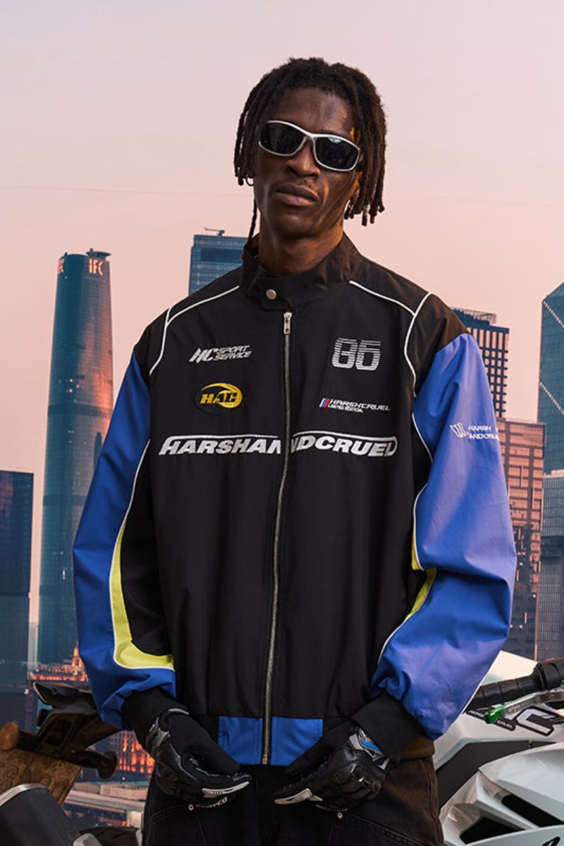 Splicing Contrast Racing Coach Jacket