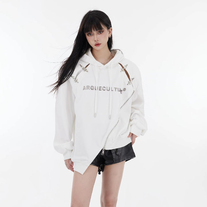 Irregular Zipper Logo Sweater