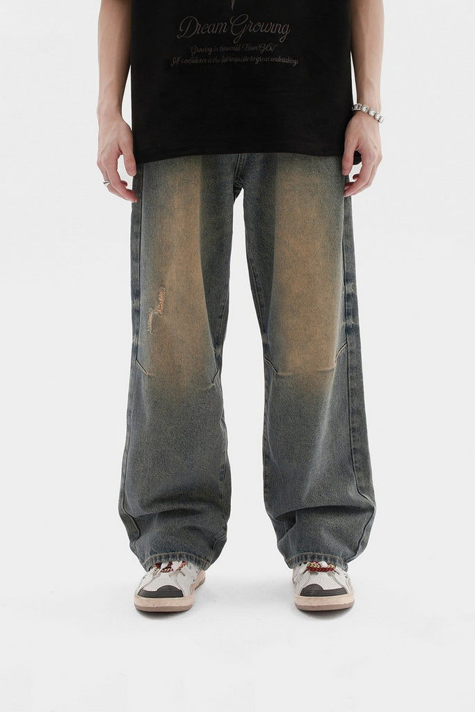 【SCENERITY】Mud washed wide jeans Mud washing wide jeans - SCENERITY | 60% - Asian Fashion