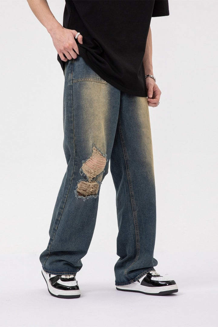 Ripped Retro Flared Jeans