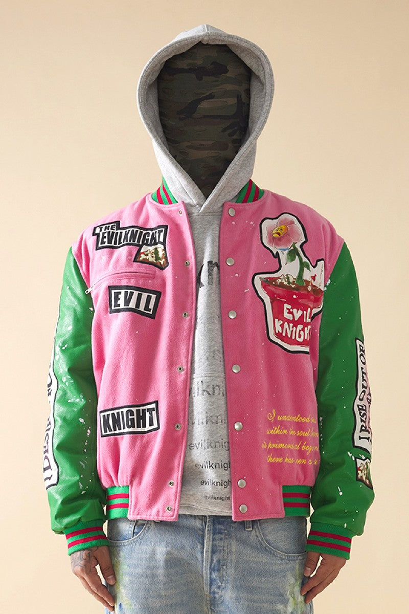 Embroidered Logo Varsity Jacket