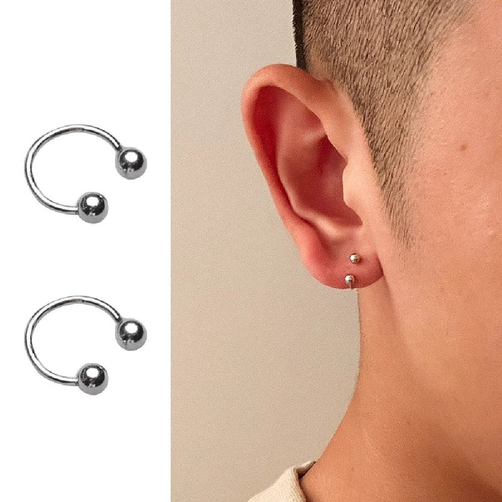 Sterling Silver Beads Hoop Earrings