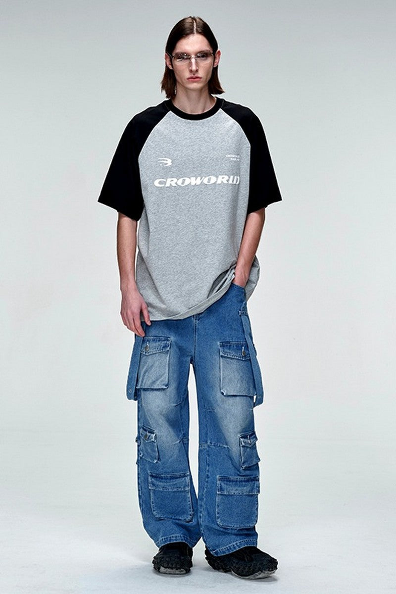 Oversized Multi-Pocket Straight Jeans