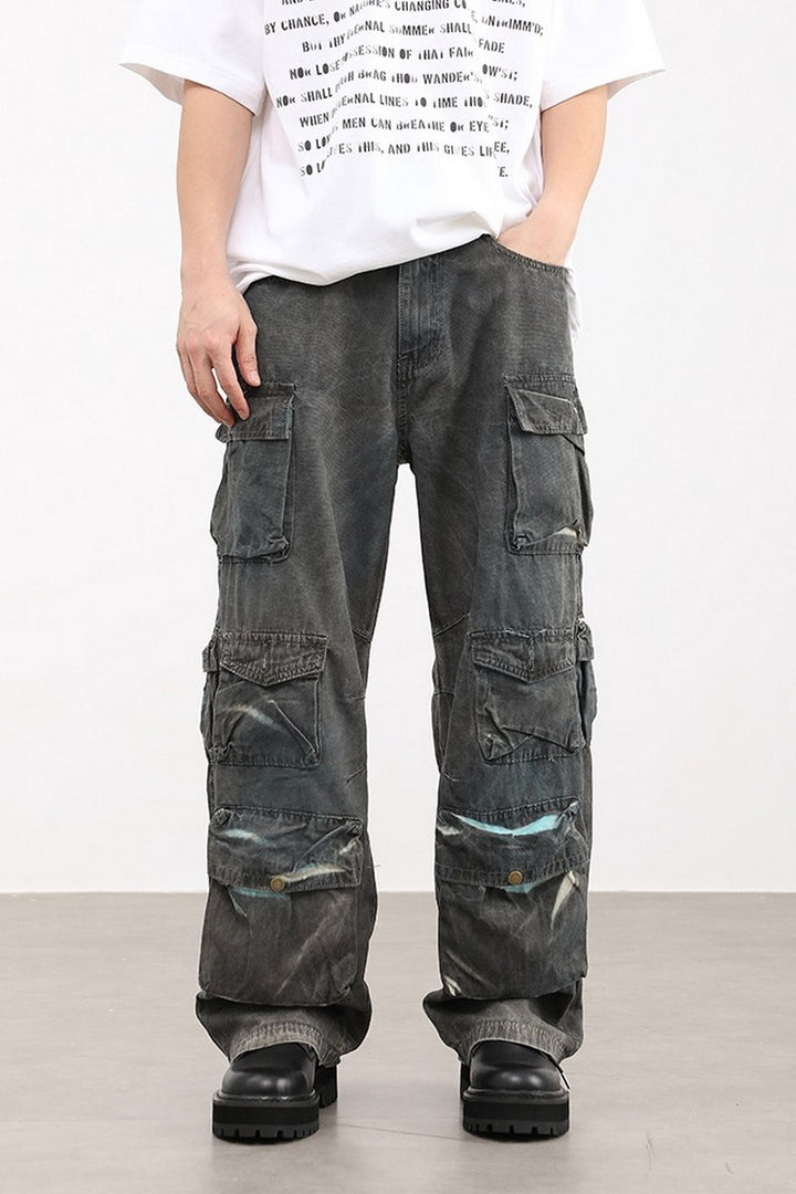 Washed Multi Pocket Loose Jeans