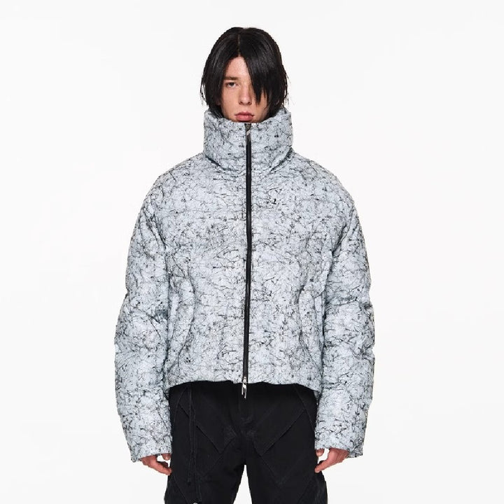 Cracked Texture Puffer Jacket
