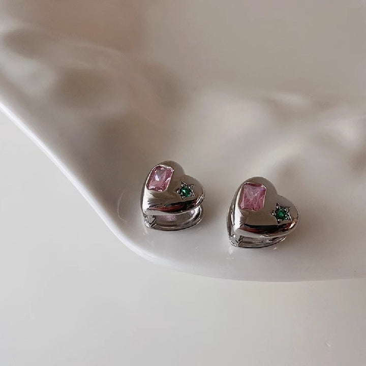 Sterling Silver Gemstone Heart Earrings