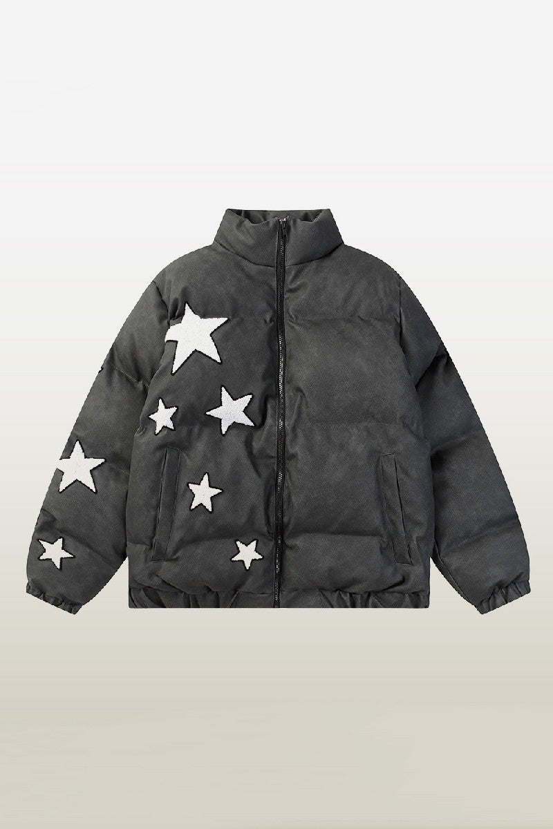 PU Leather Sherpa Stars Jacket