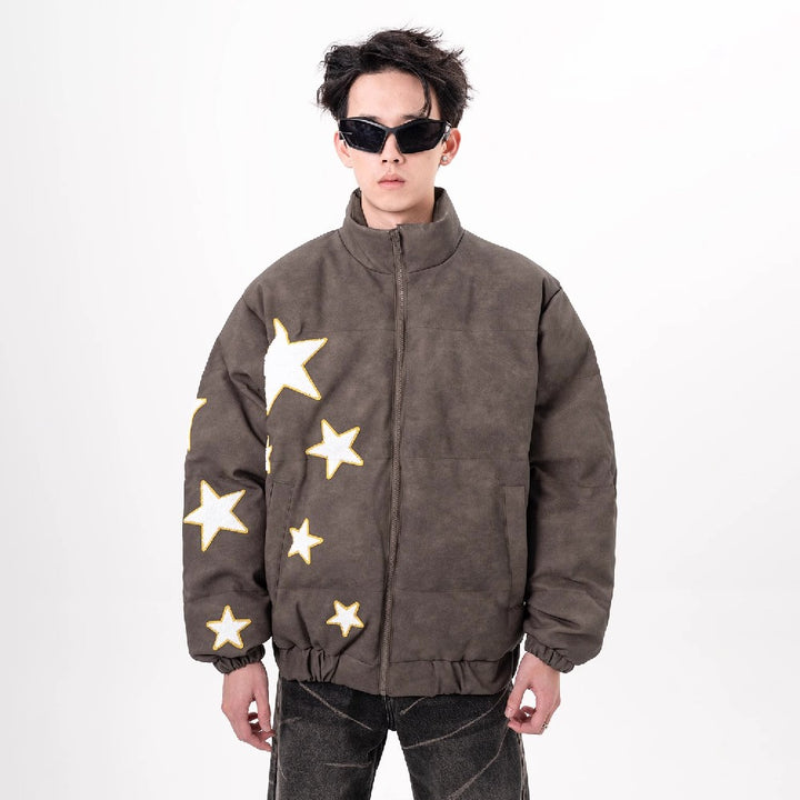 PU Leather Sherpa Stars Jacket