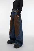 Rust Embroidered Jeans