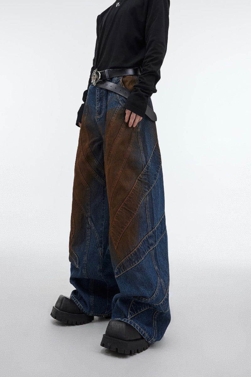 Rust Embroidered Jeans