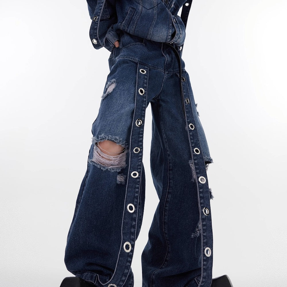 Shoulder Pads Washed Denim Jacket