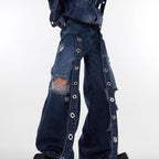 Shoulder Pads Washed Denim Jacket