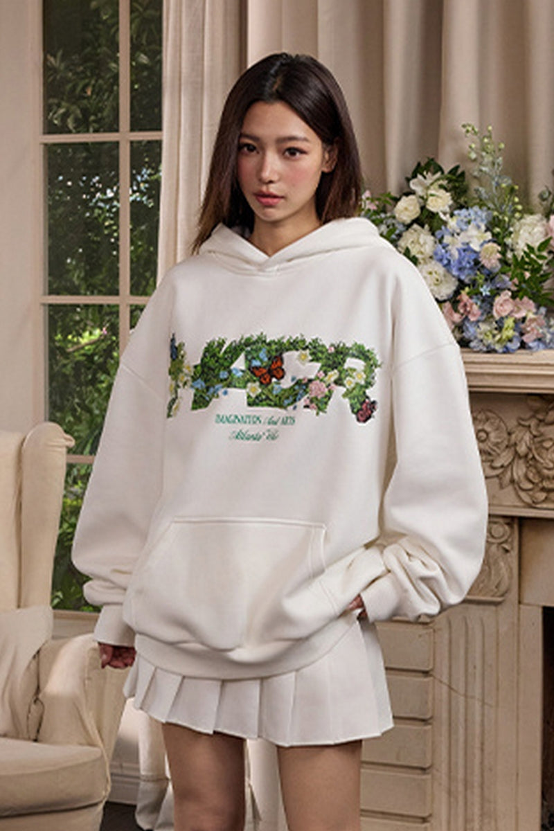 Butterfly Logo Loose Fleece Hoodie