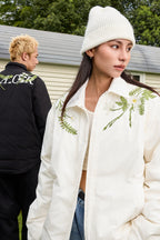 Minimalist Floral Embroidered Down Shirt