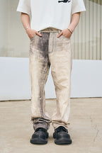 Washed Irregular Loose Jeans