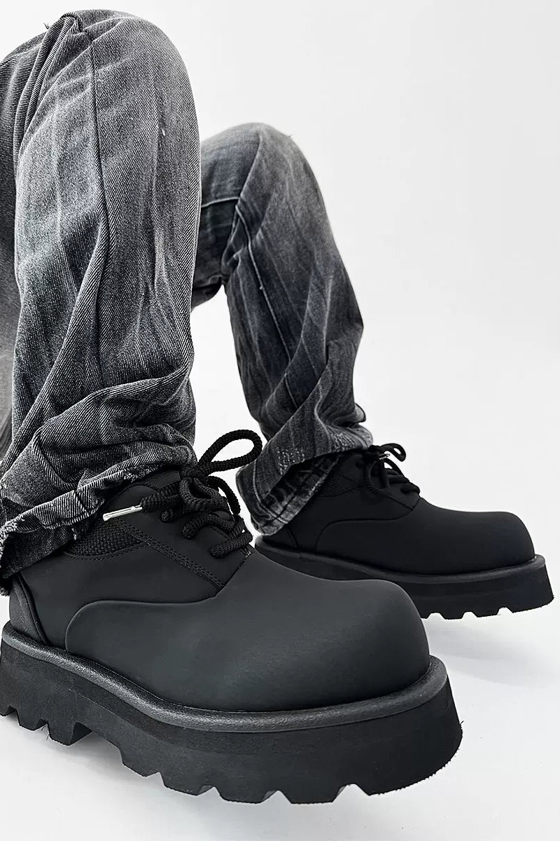 Matte Black Platform Derby Shoes - CZ Basics – Copping Zone